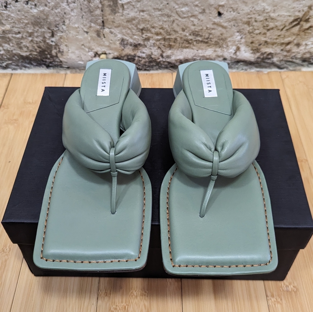 NEW Miista Anais Pathed Napa Sandals - sage green, size 39